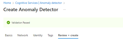 Create Anomaly Detector step 1